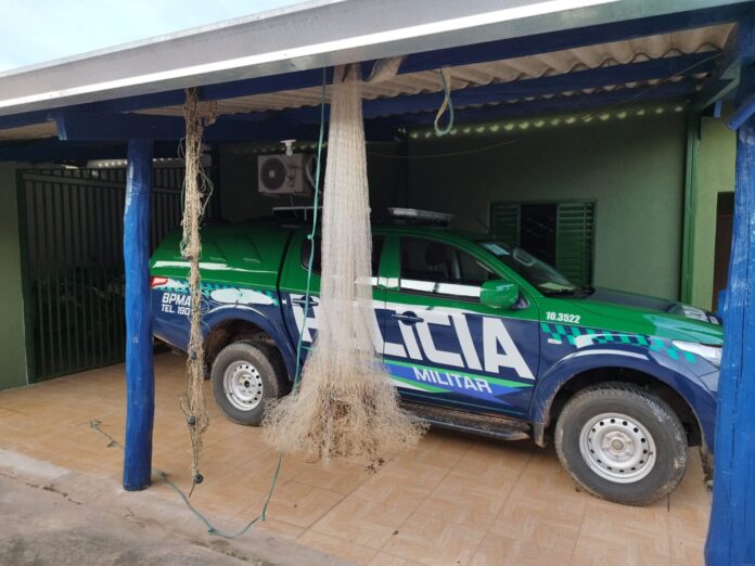 PMA do Grupamento do Distrito de Águas do Miranda surpreende pescador utilizando tarrafa em corredeira, apreende petrechos ilegais de pesca e evita pesca predatória