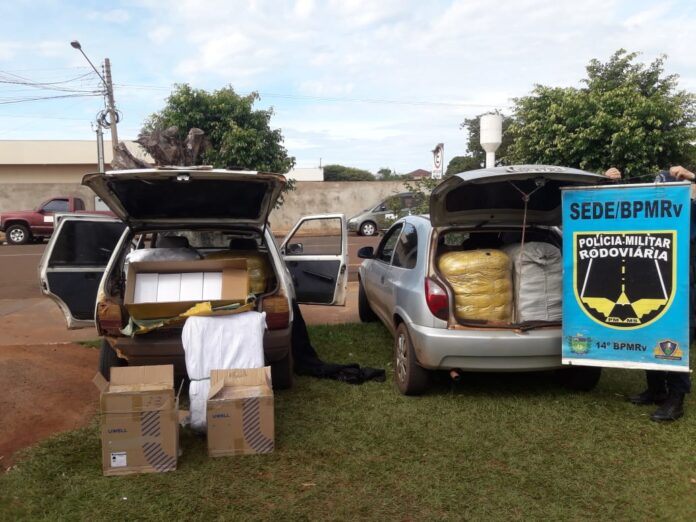 Polícia Militar Rodoviária apreende dois veículos transportando mercadorias de descaminho e contrabando em Sidrolândia