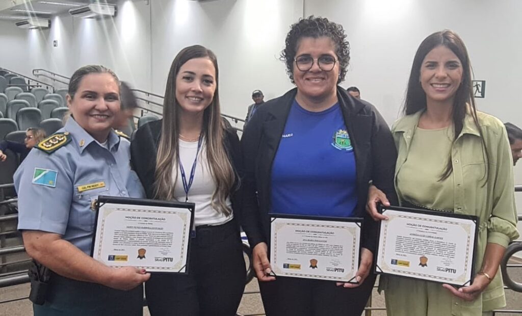 A Subcomandante-Geral da PMMS, a Presidente do Fundo de Assistência Feminina e a Diretora Executiva do FAF, são homenageadas na Câmara Municipal de Campo Grande