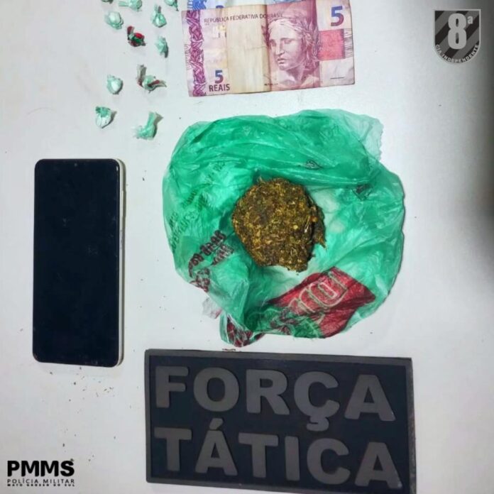 Em Sidrolândia, Polícia Militar apreende droga e prende em flagrante homem por tráfico de drogas