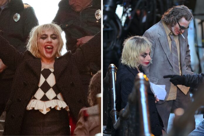 Lady Gaga e Joaquin Phoenix em filmagens de Coringa 2