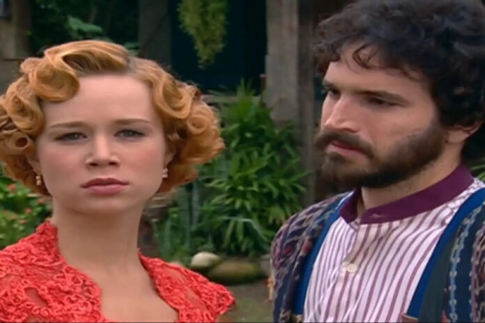 Ana Francisca (Mariana Ximenes) e Miguel (Caco Ciocler) em Chocolate Com Pimenta