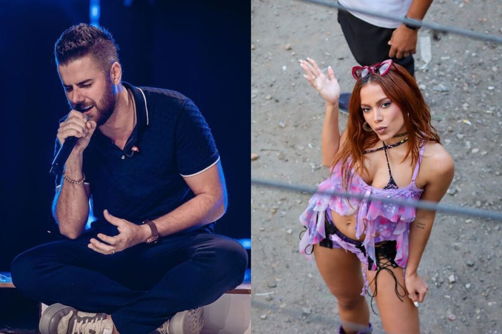 Zé Neto à esquerda e Anitta à direita