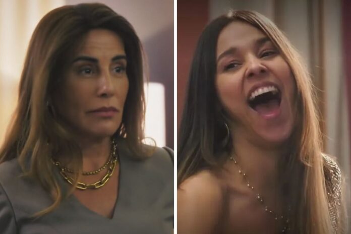 Irene (Glória Pires) encara Berenice (Thati Lopes) em cena de Terra e Paixão