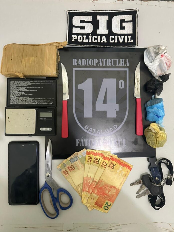 Ação integrada entre as Polícias Civil e Militar resulta na prisão de um homem por tráfico de drogas em Fátima do Sul