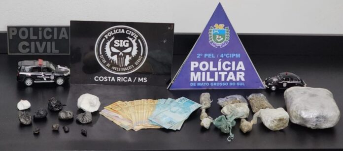 Polícia Militar e Civil cumpre mandados e apreende drogas em Costa Rica