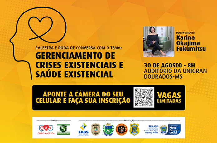 Palestra em Dourados abordará saúde mental e gerenciamento de crises existenciais